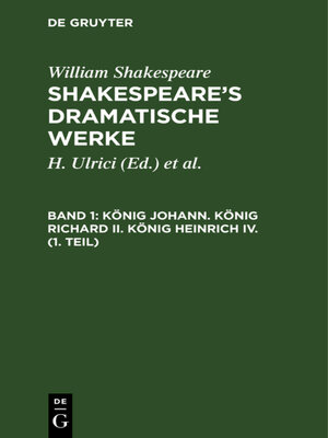 cover image of König Johann. König Richard II. König Heinrich IV. (1. Teil)